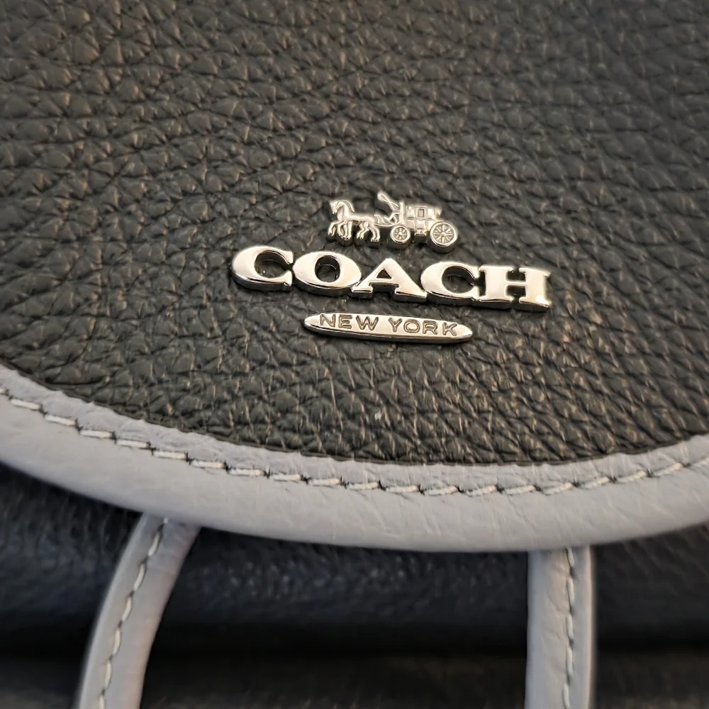 Brand New Without Tags Coach Pennie Leather Mini Bookbag Backpack Navy - Picture 2 of 16